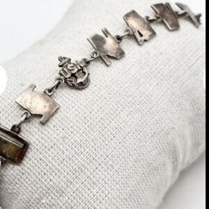 WWII Sterling Silver US Navy Bracelet Great shape signed and tested size is 6.5